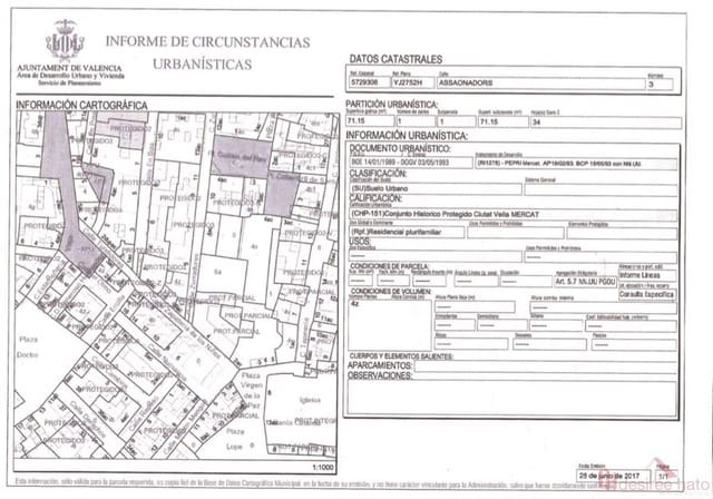 Terreno para Construção para venda em El Mercat, Valência cidade - 600 000 € (Ref: 8406418)