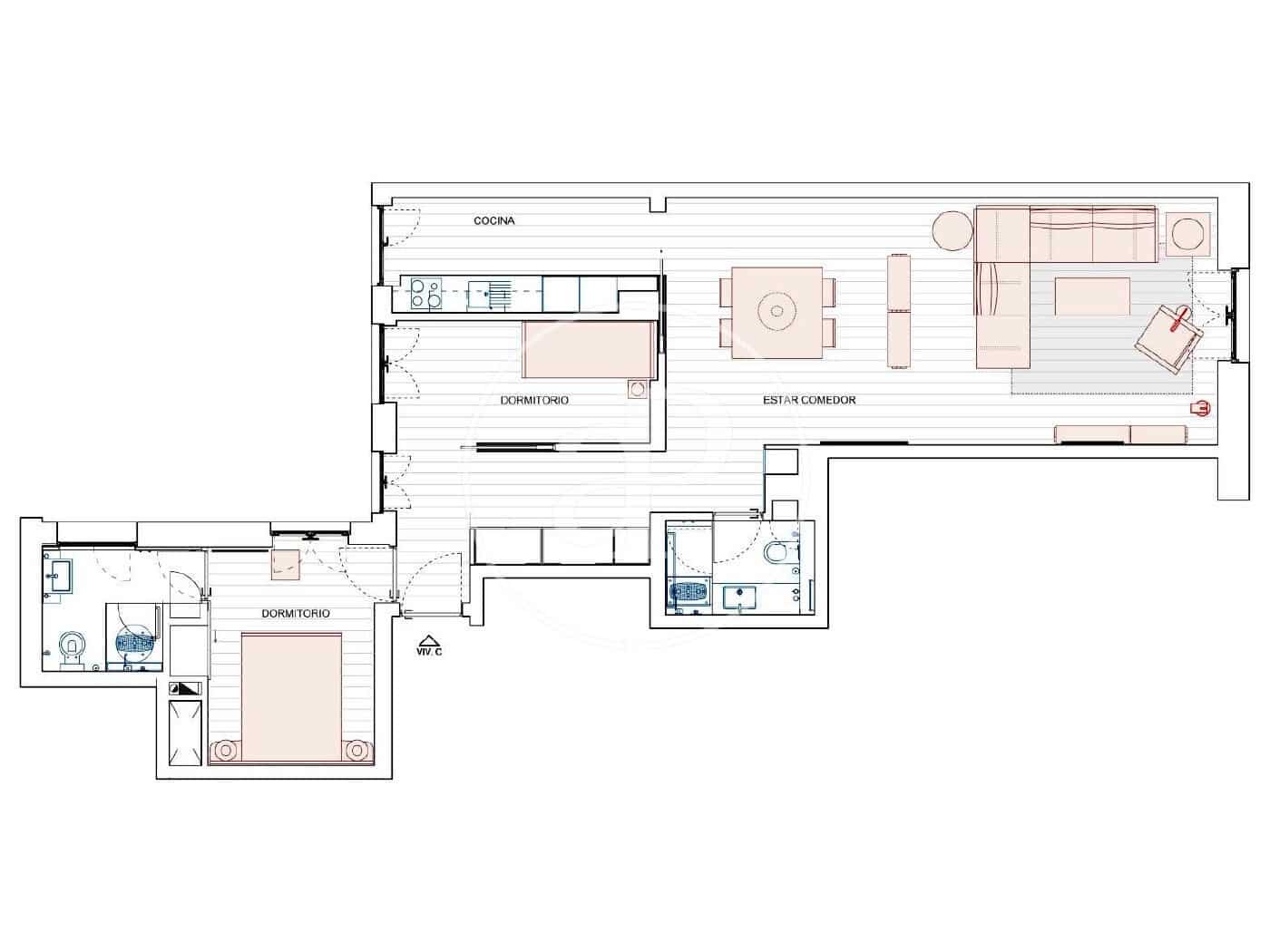 2 soverom Leilighet til leie i Madrid by - € 3 750 (Ref: 8726323)