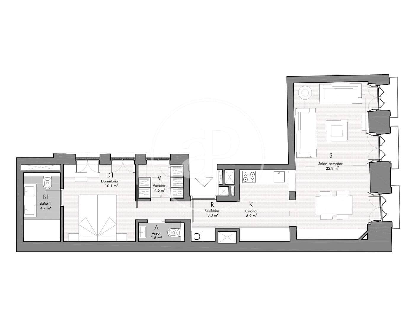 2 camera da letto Appartamento da affittare in Madrid citta - 3.400 € (Rif: 8726463)