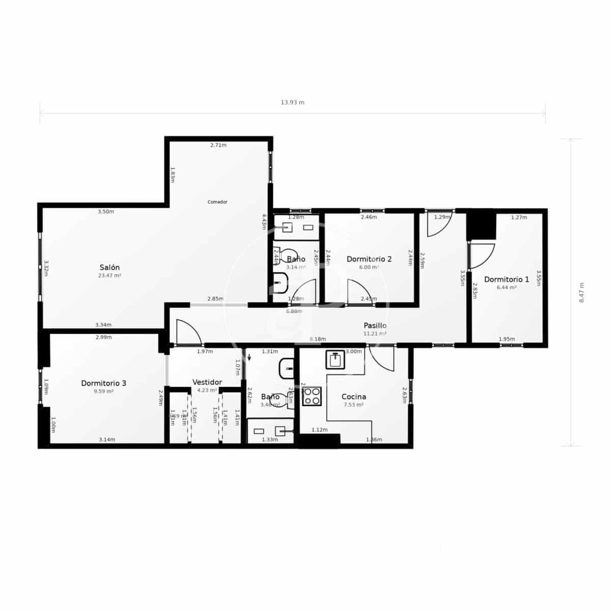3 camera da letto Appartamento da affittare in Madrid citta - 3.975 € (Rif: 8923974)