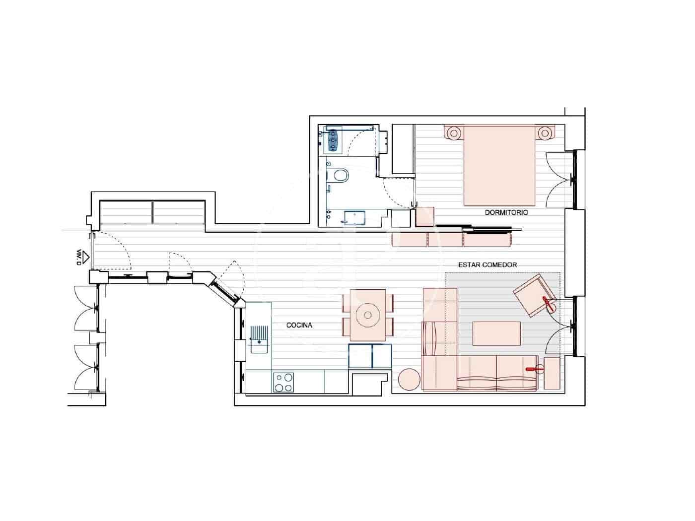 1 soveværelse Lejlighed til leje i Madrid by - € 3.200 (Ref: 8976469)