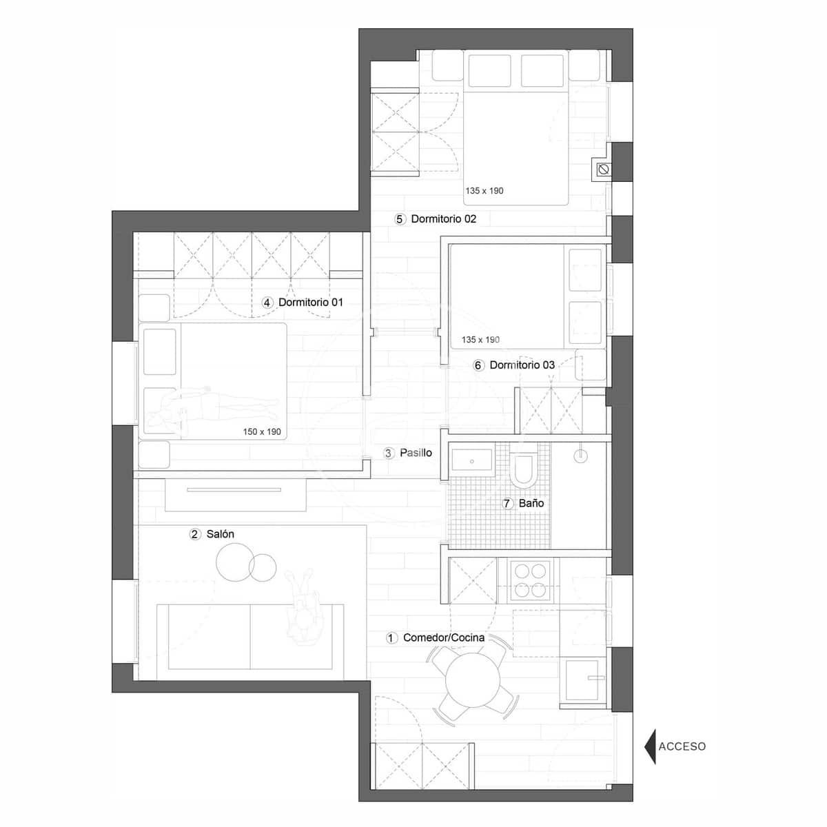 3 camera da letto Appartamento da affittare in Madrid citta - 2.250 € (Rif: 9372006)
