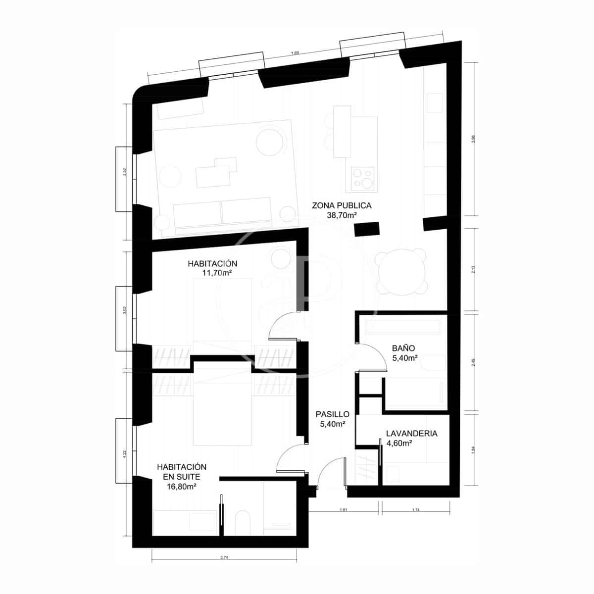 2 Zimmer Apartment zu verkaufen in Madrid Stadt - 1.440.000 € (Ref: 9390883)