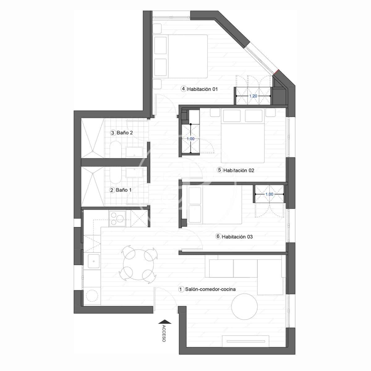 3 camera da letto Appartamento da affittare in Madrid citta - 2.295 € (Rif: 9406878)