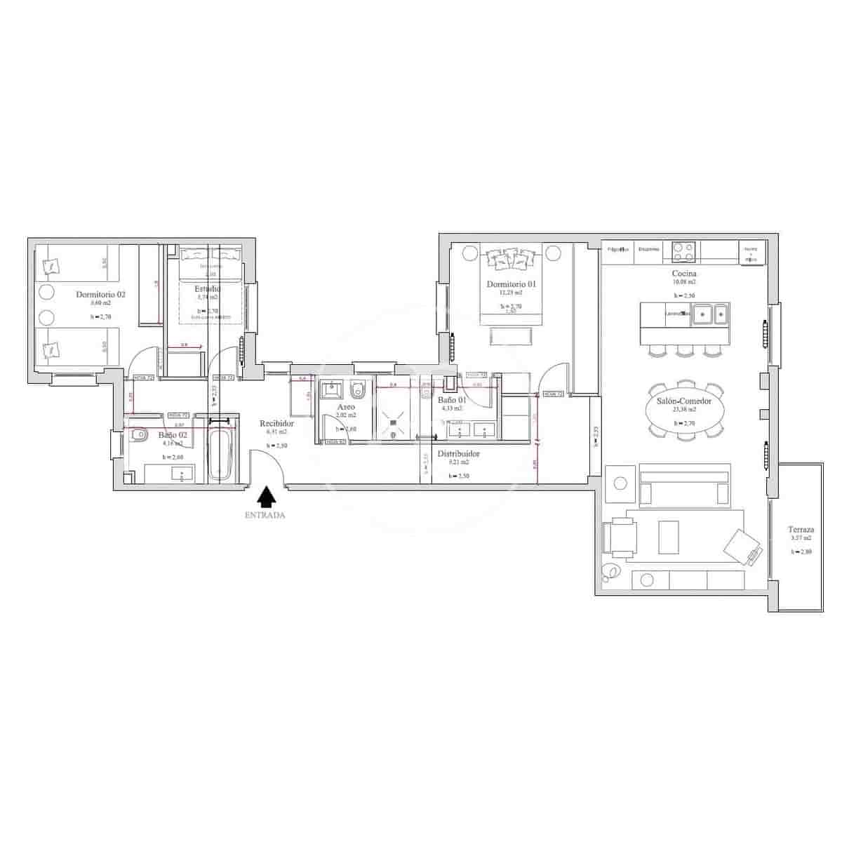 3 makuuhuone Huoneisto myytävänä paikassa Madrid kaupunki - 1 120 000 € (Ref: 9714943)