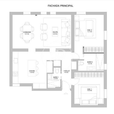 2 makuuhuone Huoneisto myytävänä paikassa Almagro, Madrid kaupunki - 1 250 000 € (Ref: 9719975)