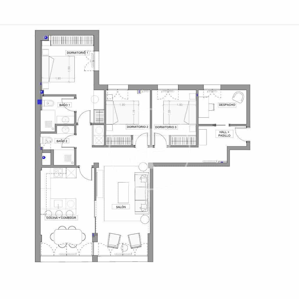 4 camera da letto Appartamento in vendita in Madrid citta - 1.190.000 € (Rif: 9894463)