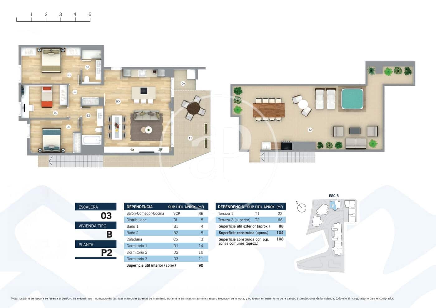 3 chambre Penthouse à vendre à Palma de Mallorca avec piscine - 1 075 000 € (Ref: 9778160)