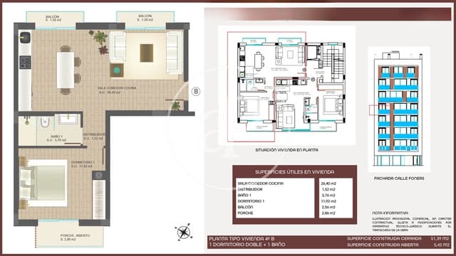 Leilighet til salgs i Foners, Palma de Mallorca med svømmebasseng - € 870 000 (Ref: 9806501)