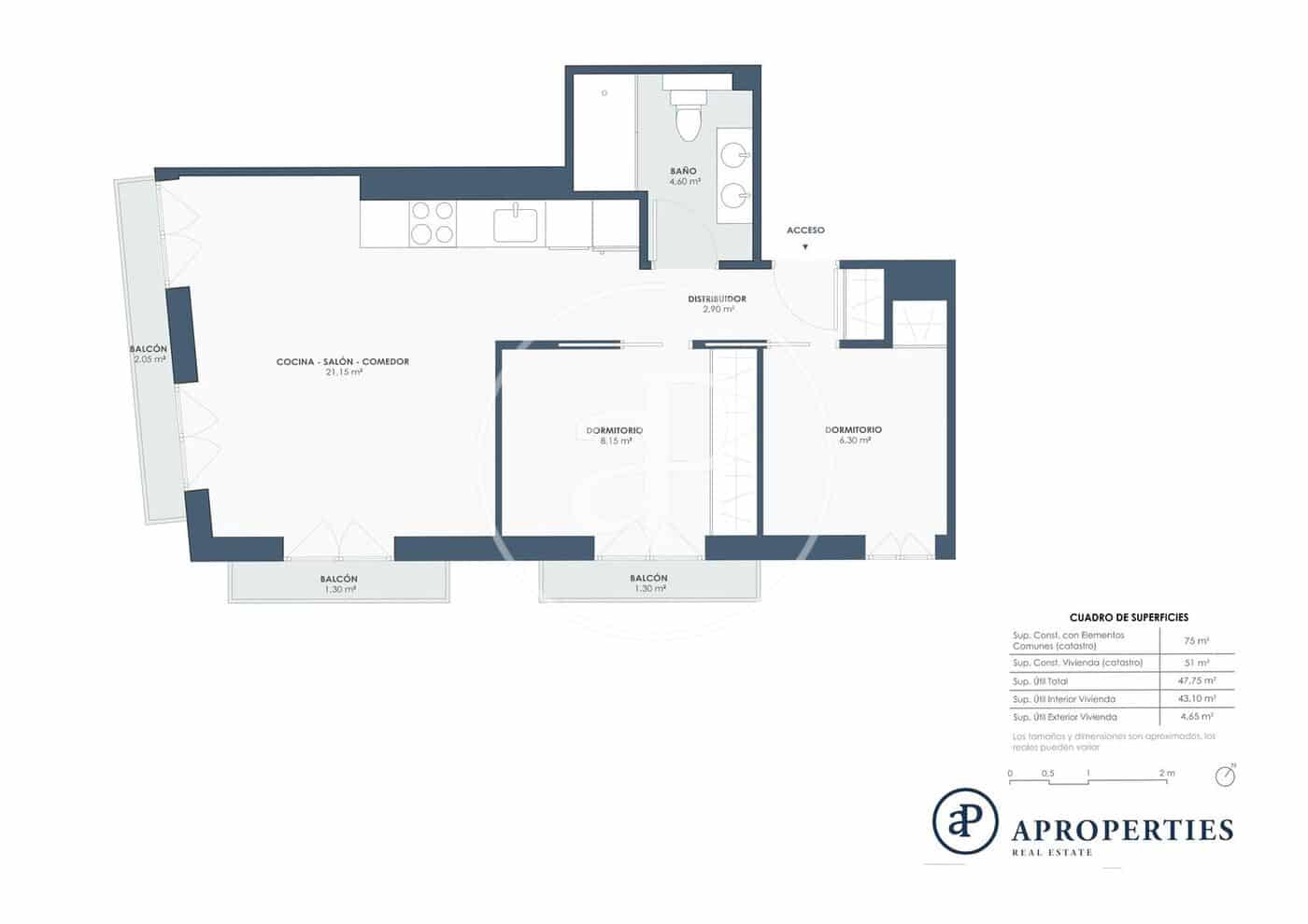 2 camera da letto Appartamento da affittare in Valencia citta - 1.700 € (Rif: 9000011)
