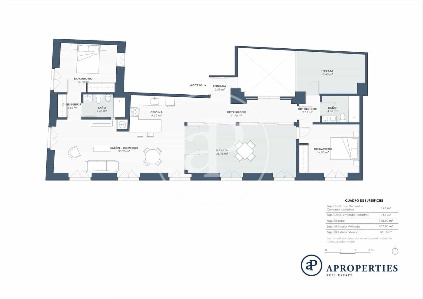 2 quarto Penthouse para arrendar em Valencia cidade - 3 500 € (Ref: 9099346)