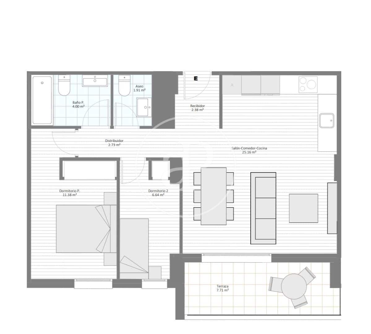 2 soverom Leilighet til salgs i Valencia by med svømmebasseng - € 480 000 (Ref: 9125377)