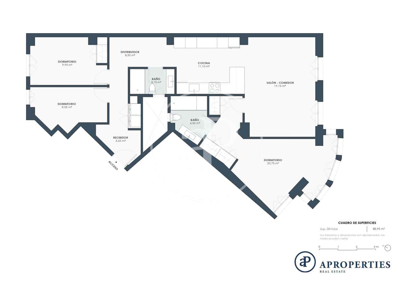 3 camera da letto Appartamento da affittare in Valencia citta - 3.200 € (Rif: 9419864)
