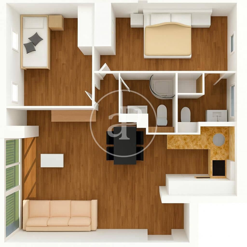 2 Zimmer Apartment zu vermieten in Valencia Stadt - 1.350 € (Ref: 9536016)