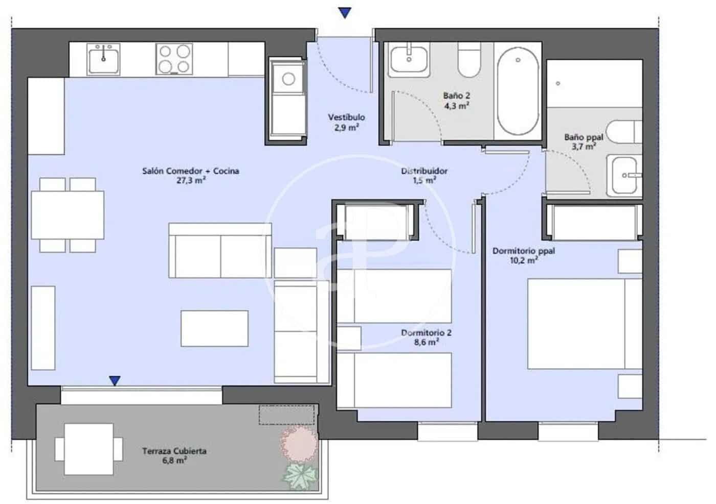2 bedroom Apartment for sale in Valencia city with pool - € 479,000 (Ref: 9574699)