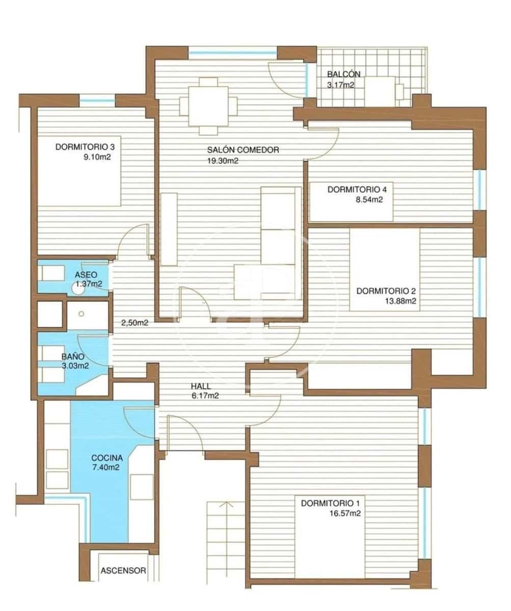 4 sypialnia Apartament do wynajęcia w Miasto Walencja - 1 400 € (Ref: 9586600)