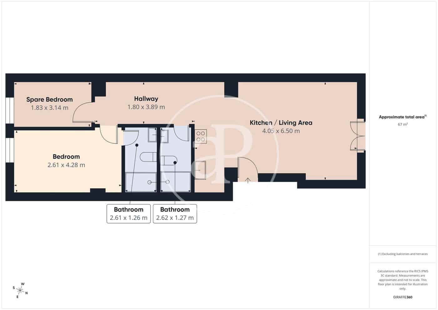 Apartamento de 2 habitaciones en València ciudad en alquiler - 1.650 € (Ref: 9780670)