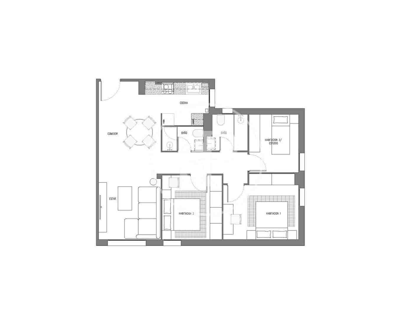 3 sovrum Lägenhet att hyra i Valencia stad - 1 600 € (Ref: 9849460)