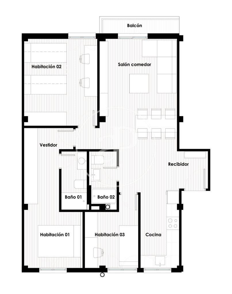3 sovrum Lägenhet att hyra i Valencia stad - 1 800 € (Ref: 9865260)