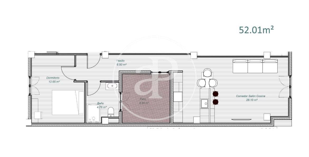 1 quarto Apartamento para arrendar em Valencia cidade - 2 000 € (Ref: 9958046)