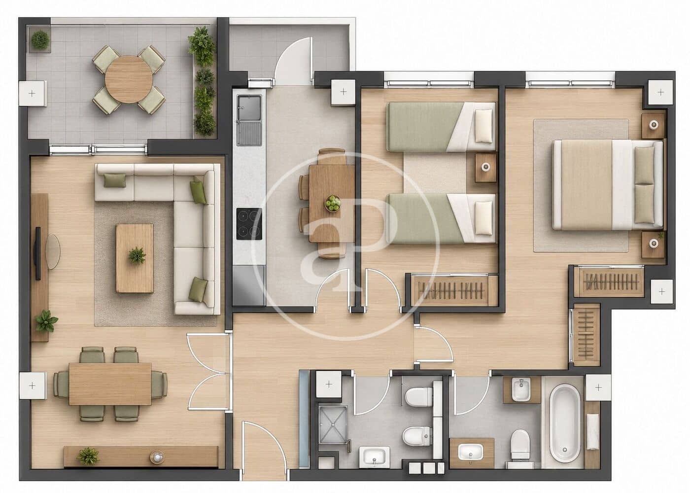2 bedroom Apartment for rent in Valencia city with pool garage - € 2,000 (Ref: 9978958)