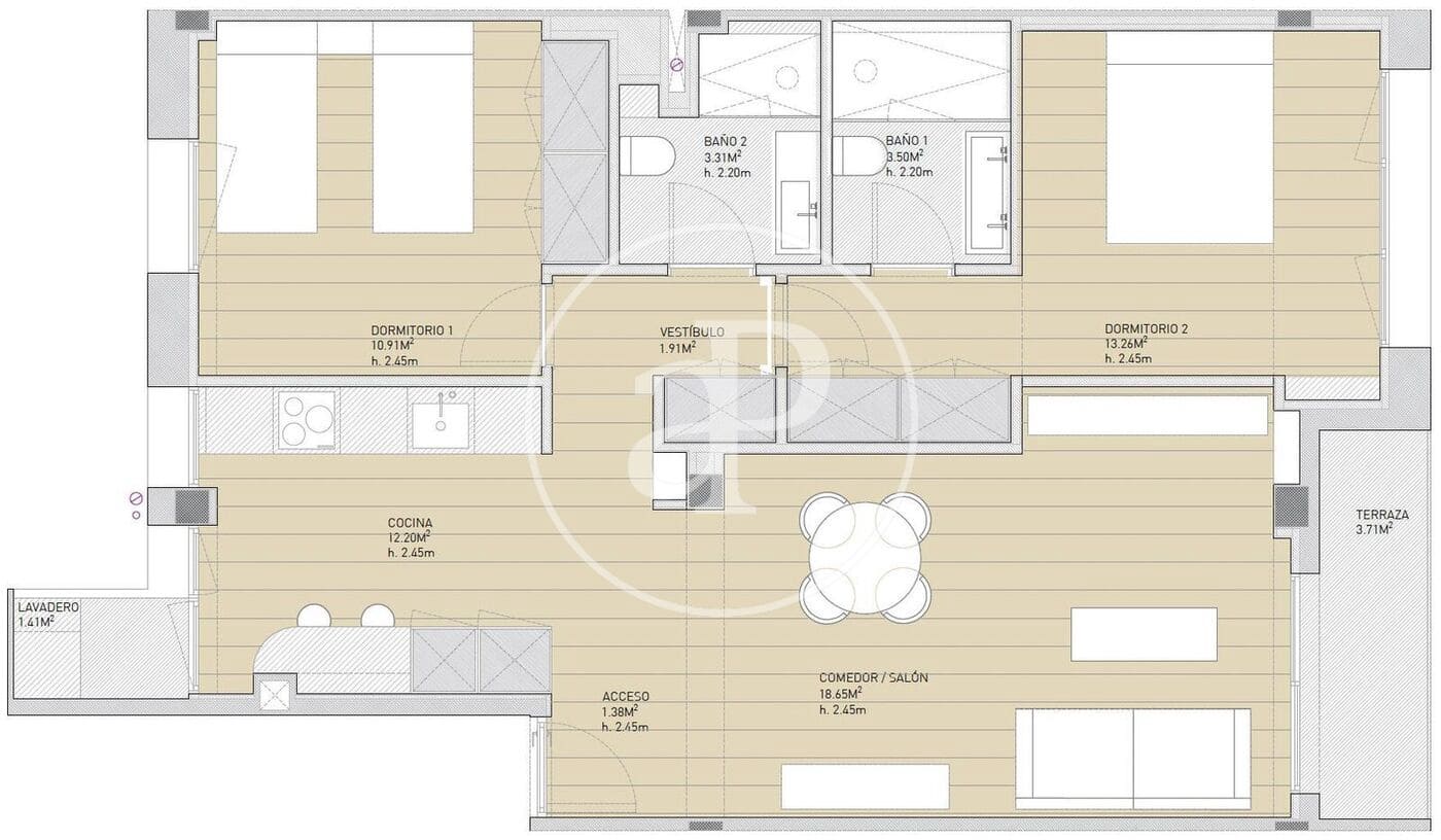 2 makuuhuone Huoneisto myytävänä paikassa Valencia kaupunki - 410 000 € (Ref: 9997188)