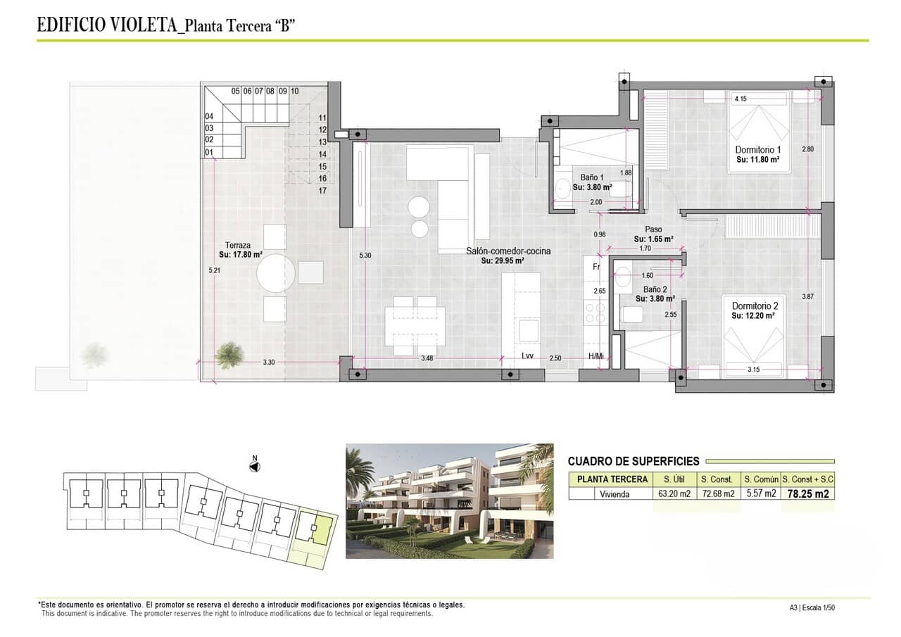 2 soverom Penthouse til salgs i Alhama de Murcia med svømmebasseng - € 269 850 (Ref: 9654249)