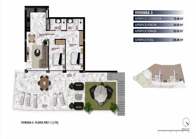 2 soverom Leilighet til salgs i Balcón de Finestrat - Terra Marina, Finestrat med svømmebasseng garasje - € 375 000 (Ref: 7997009)