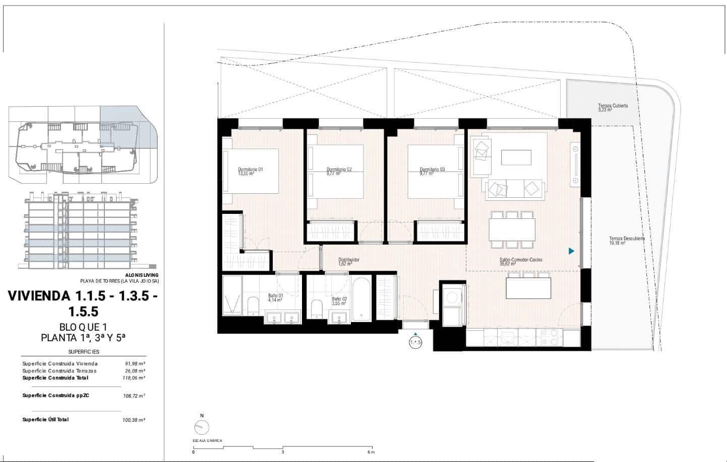 3 soveværelse Lejlighed til salg i La Villajoyosa / Vila Joiosa med swimmingpool garage - € 456.000 (Ref: 9169382)