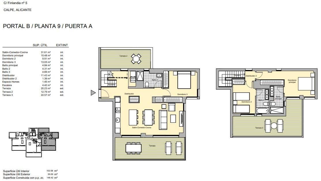 3 slaapkamer Penthouse te koop in Calpe / Calp met zwembad garage - € 694.000 (Ref: 9721382)