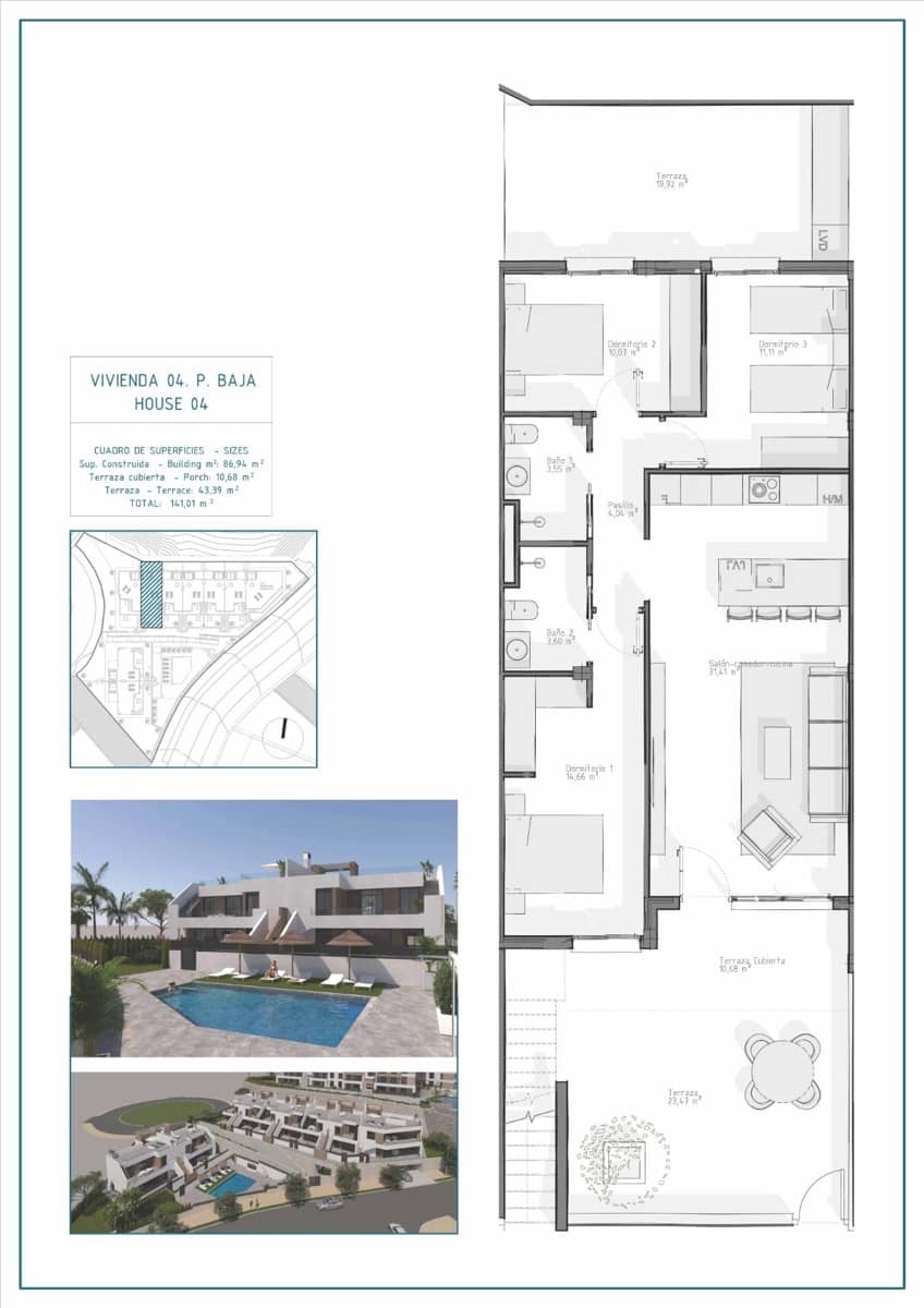 3 sovrum Bungalow till salu i Vera med pool - 268 500 € (Ref: 9067156)