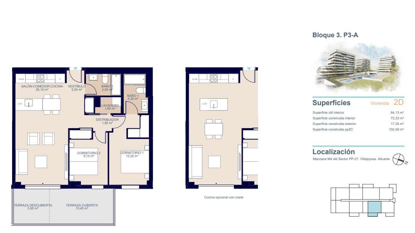 2 soverom Leilighet til salgs i La Villajoyosa / Vila Joiosa med svømmebasseng - € 357 000 (Ref: 9067192)