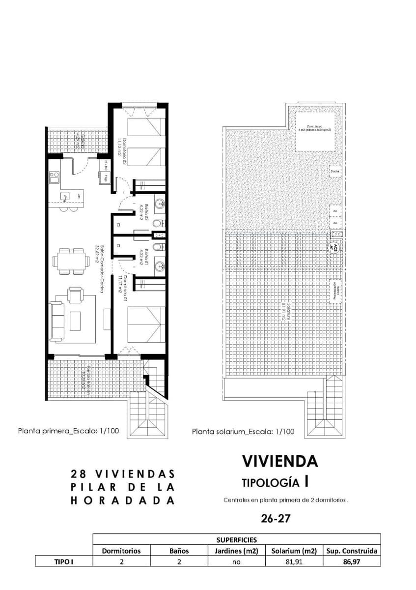 2 bedroom Bungalow for sale in Pilar de la Horadada with pool - € 245,000 (Ref: 9067458)