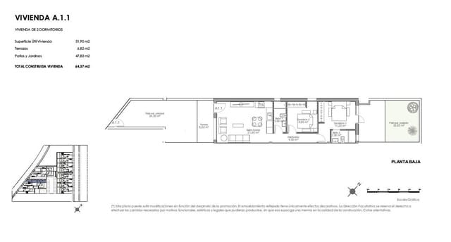 2 slaapkamer Bungalow te koop in Alamillo, Mazarrón - € 189.000 (Ref: 9383131)