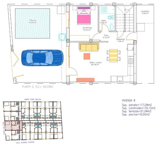 3 Zimmer Reihenhaus zu verkaufen in Avileses, Murcia Stadt mit Pool - 269.900 € (Ref: 9493224)