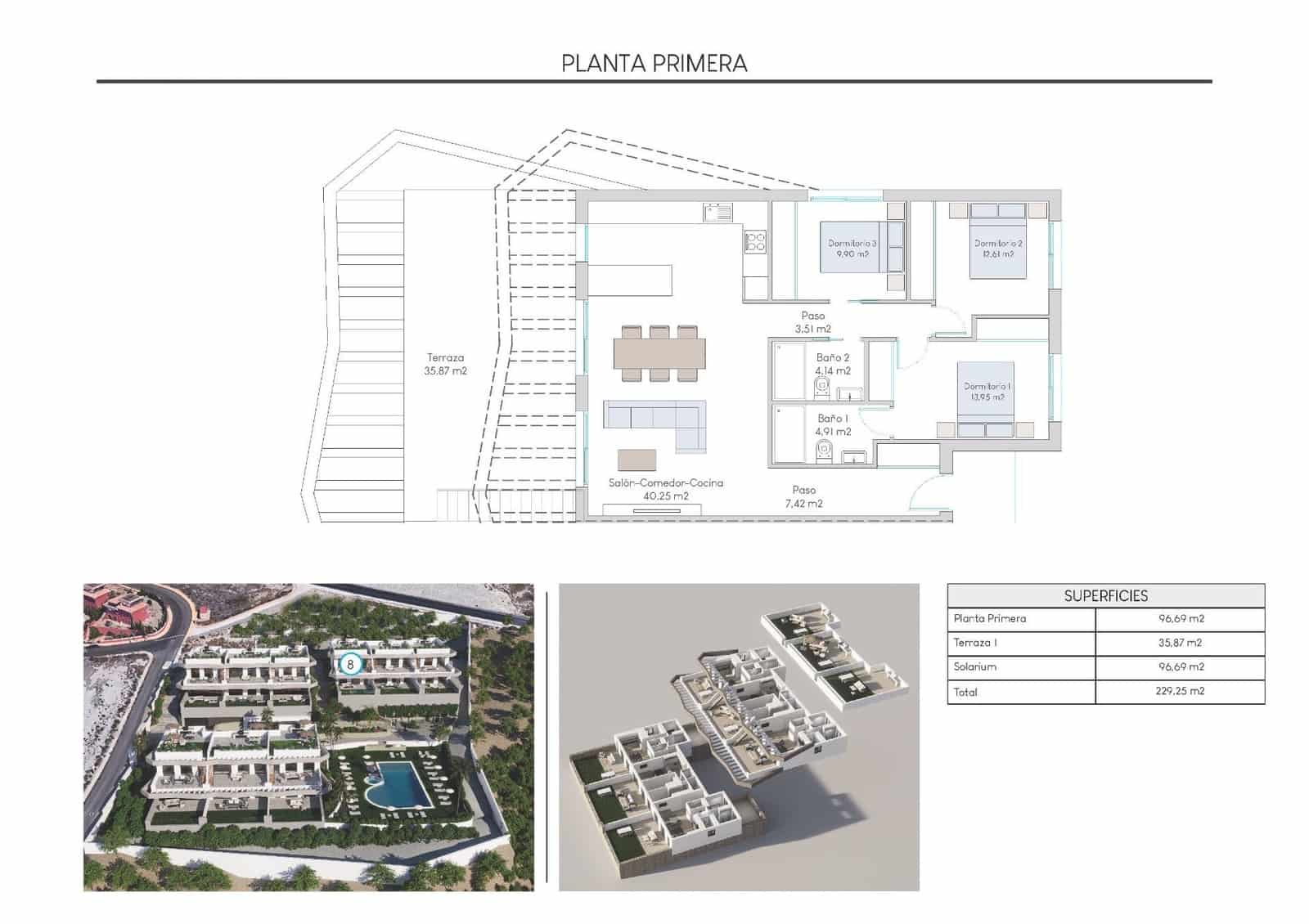Bungalow de 3 habitaciones en Finestrat en venta con piscina - 479.900 € (Ref: 9493286)
