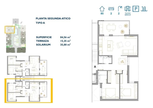 2 soveværelse Penthouse til salg i San Pedro del Pinatar med swimmingpool - € 264.900 (Ref: 8800963)
