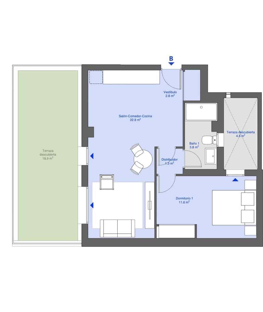 1 soverom Leilighet til salgs i Las Palmas de Gran Canaria med svømmebasseng - € 269 000 (Ref: 9755626)