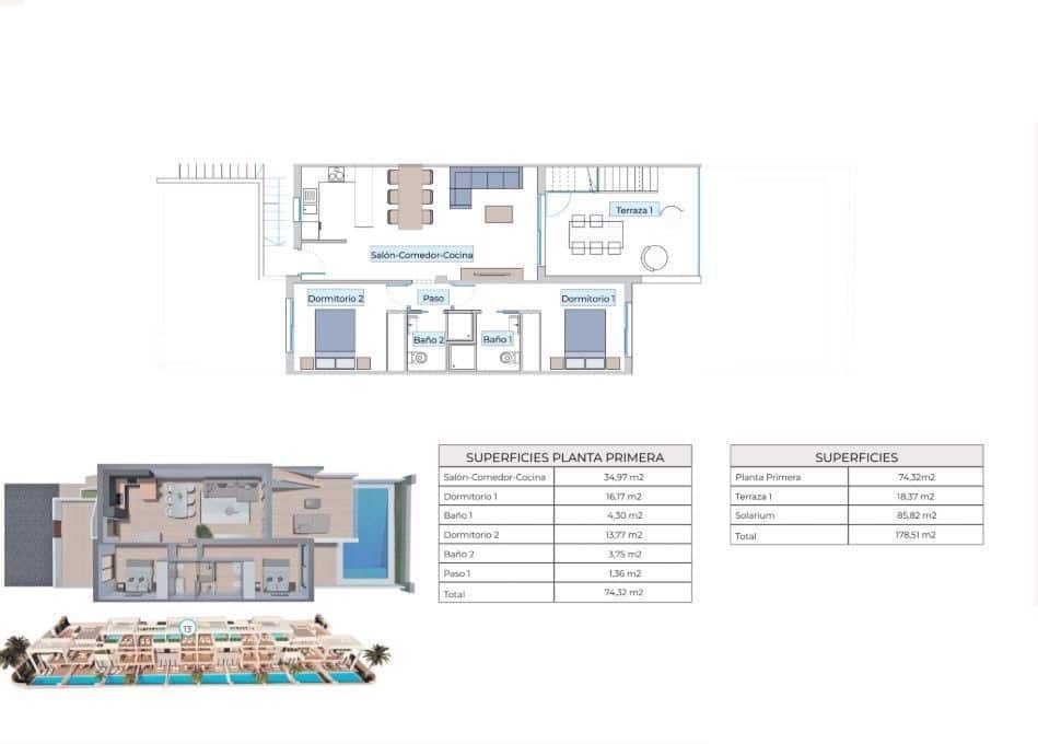 2 sovrum Bungalow till salu i Finestrat med pool garage - 374 900 € (Ref: 9202159)