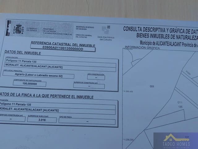 Tomt till salu i San Vicente / Sant Vicent del Raspeig - 449 950 € (Ref: 10034640)