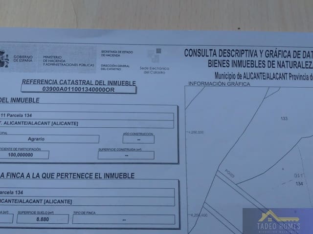 Tomt till salu i San Vicente / Sant Vicent del Raspeig - 449 950 € (Ref: 10034640)
