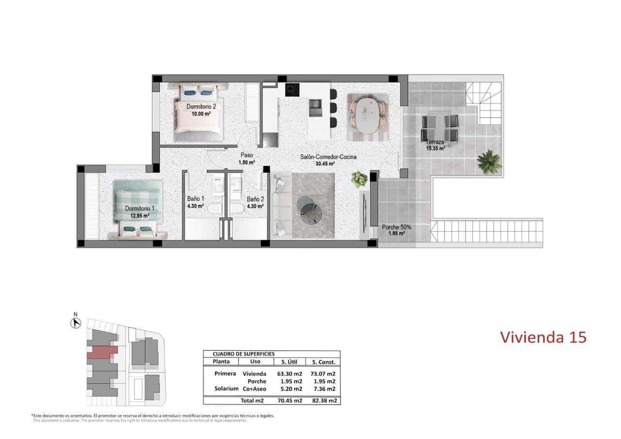 2 sovrum Bungalow till salu i Pilar de la Horadada med pool garage - 314 900 € (Ref: 10006086)
