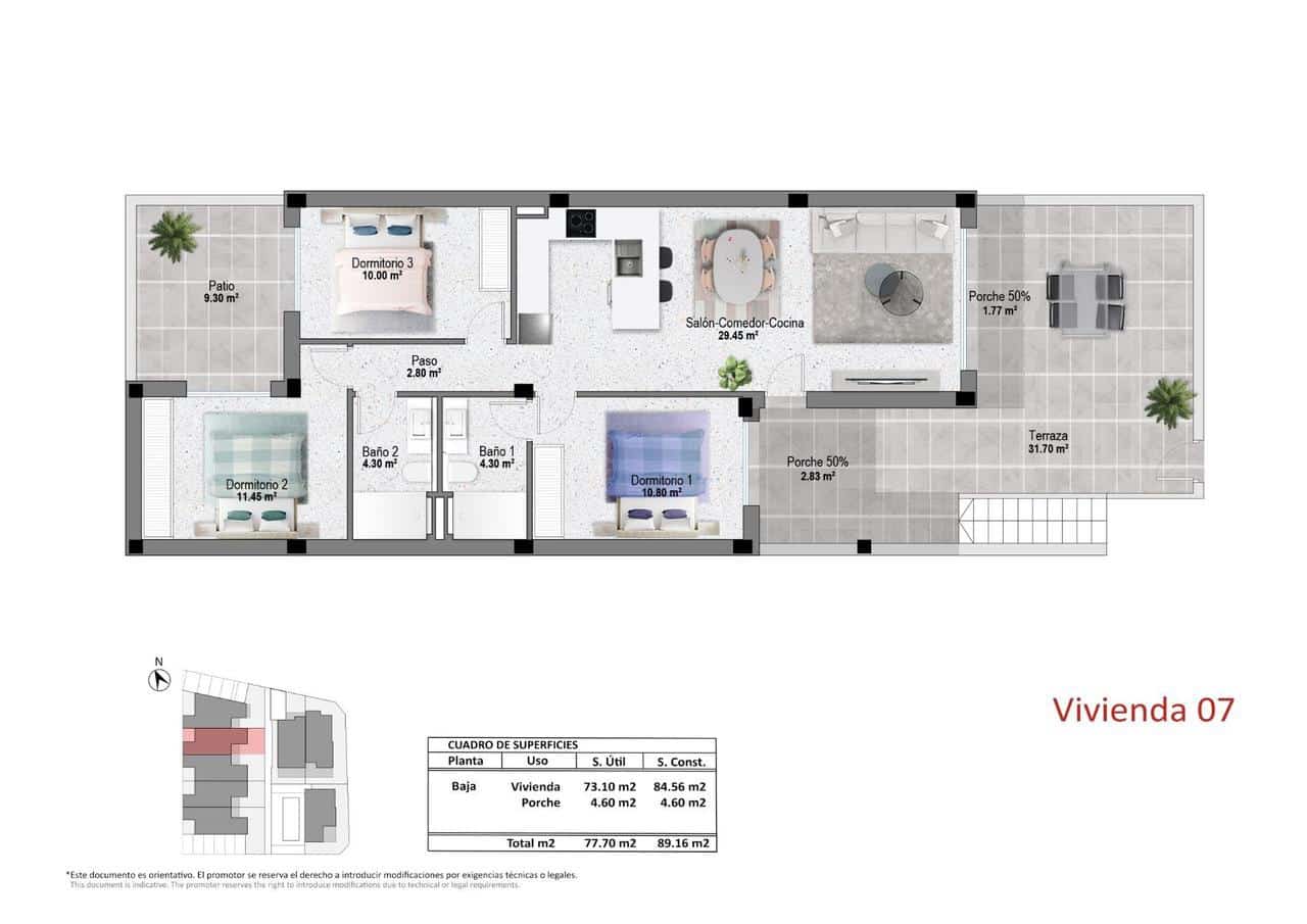 3 slaapkamer Bungalow te koop in Pilar de la Horadada met zwembad garage - € 284.900 (Ref: 10006091)