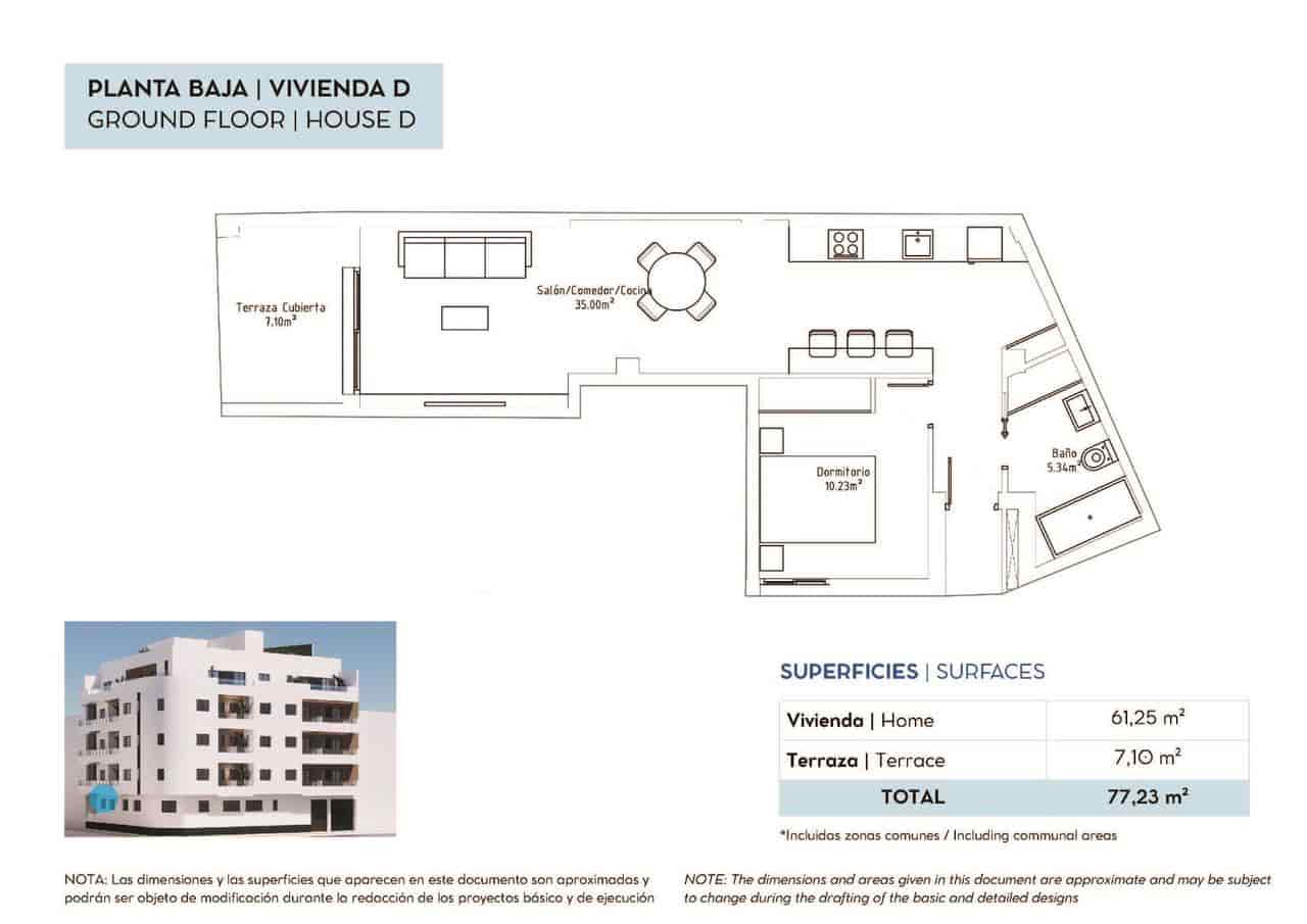 1 soveværelse Lejlighed til salg i Torrevieja med garage - € 185.000 (Ref: 10007870)