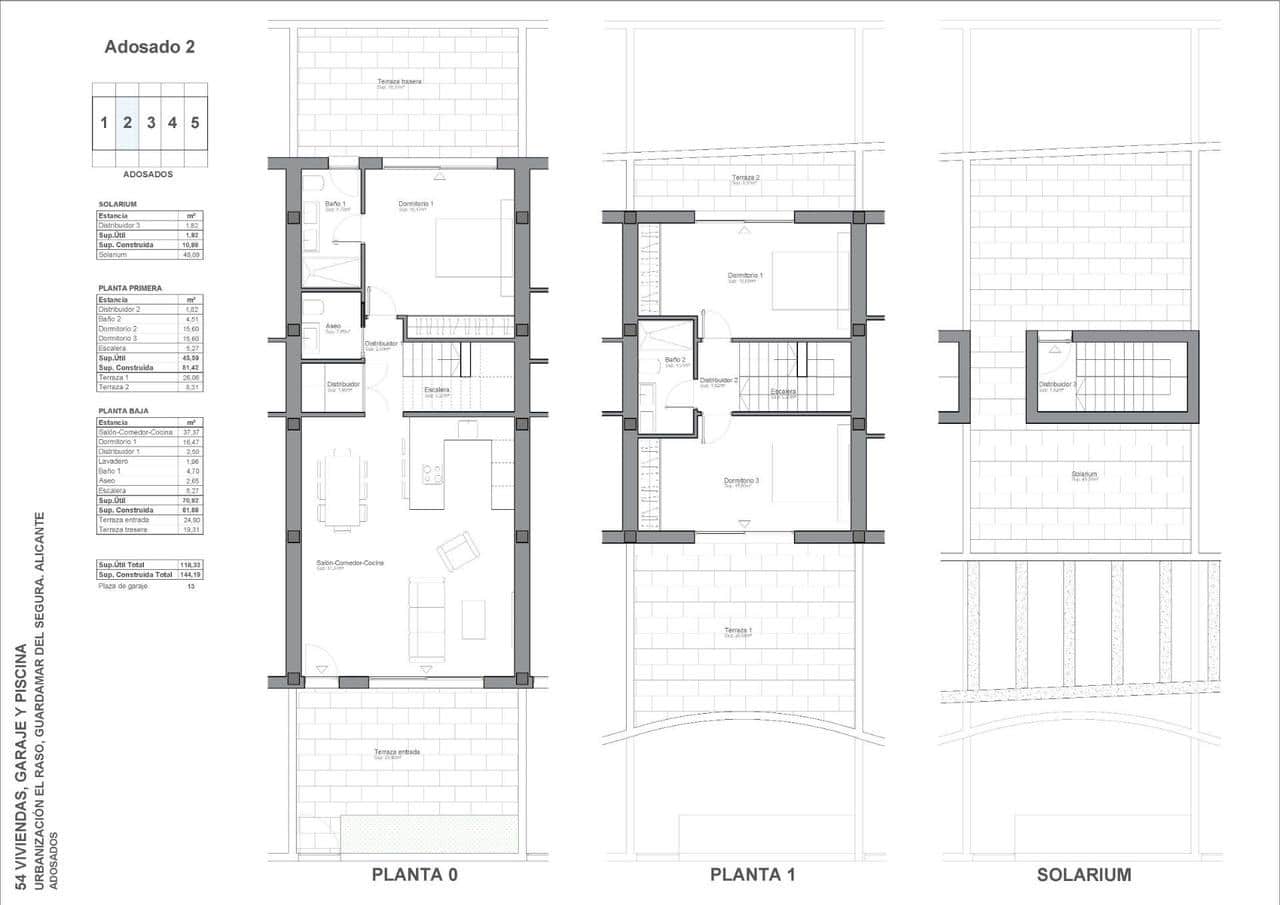 3 sypialnia Dom na sprzedaż w Guardamar del Segura z basenem garażem - 464 900 € (Ref: 10015805)