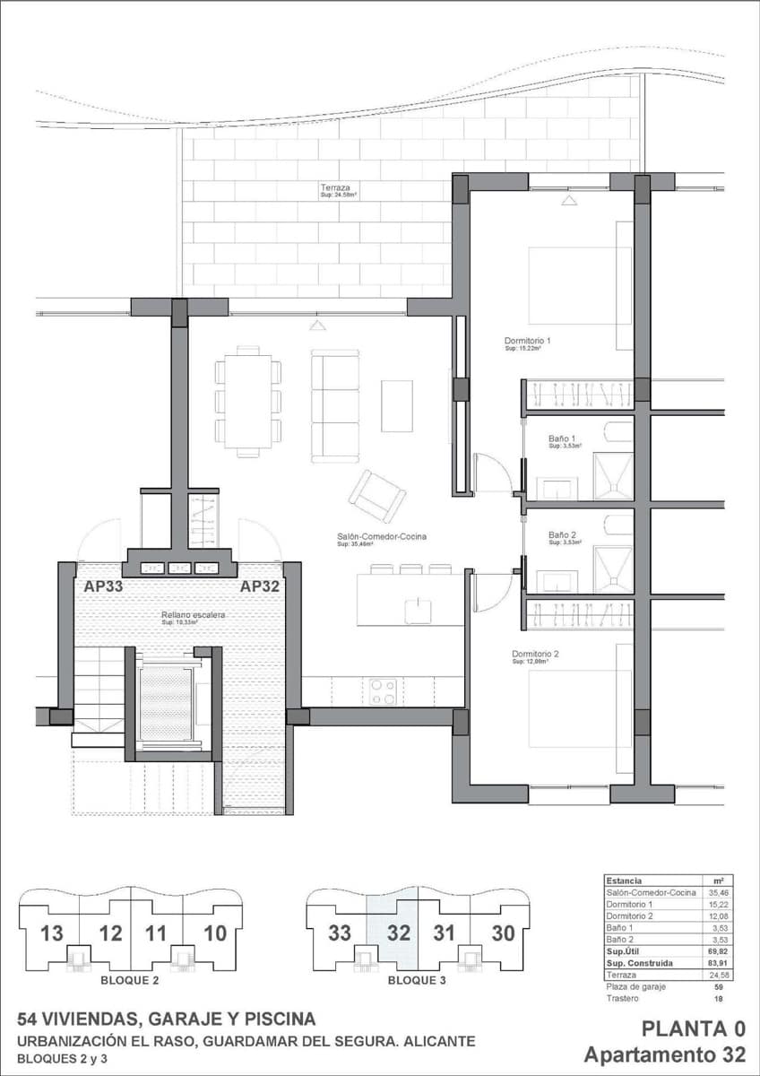 2 quarto Apartamento para venda em Guardamar del Segura com piscina garagem - 308 900 € (Ref: 10015806)