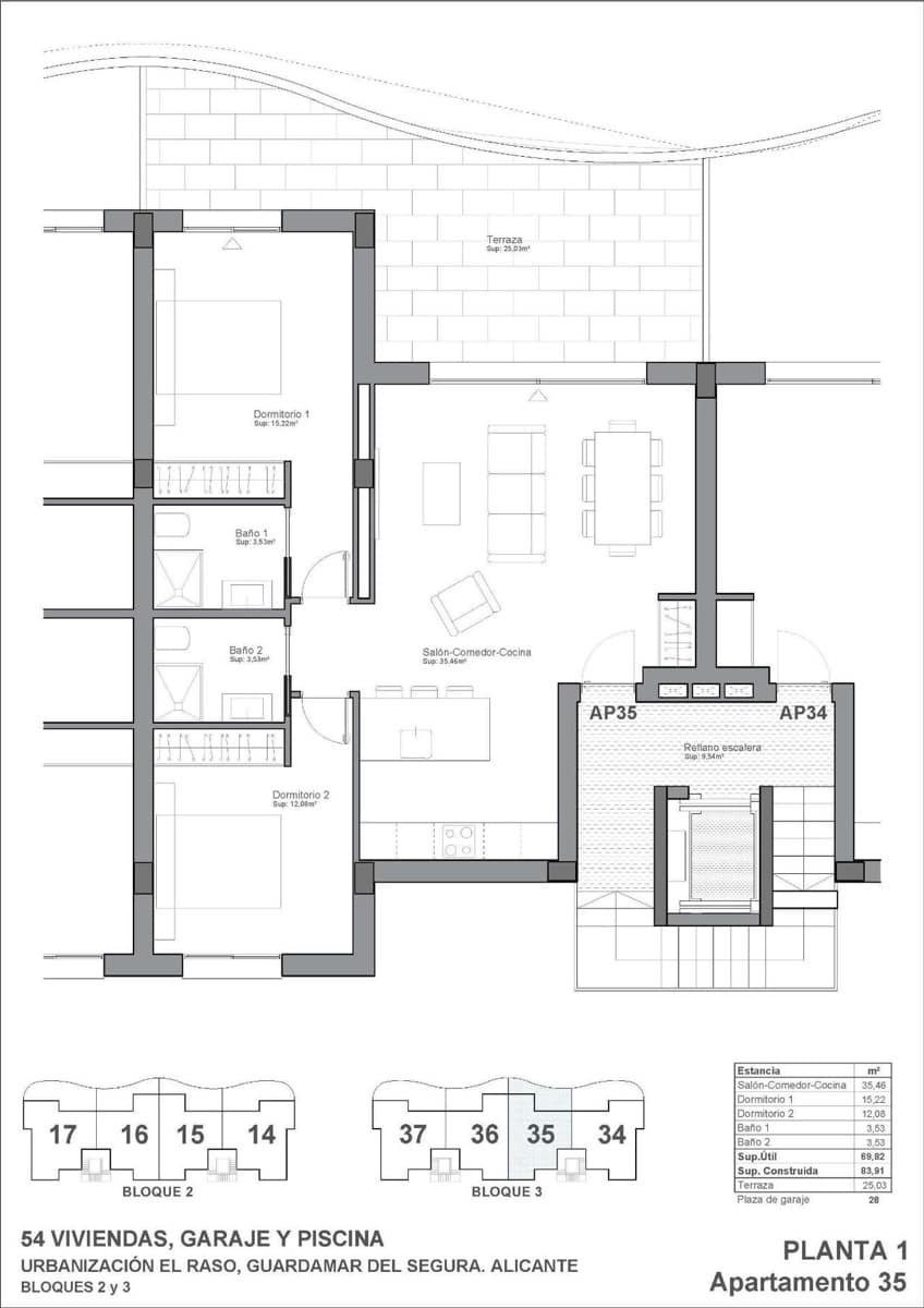2 quarto Apartamento para venda em Guardamar del Segura com piscina garagem - 296 900 € (Ref: 10015807)