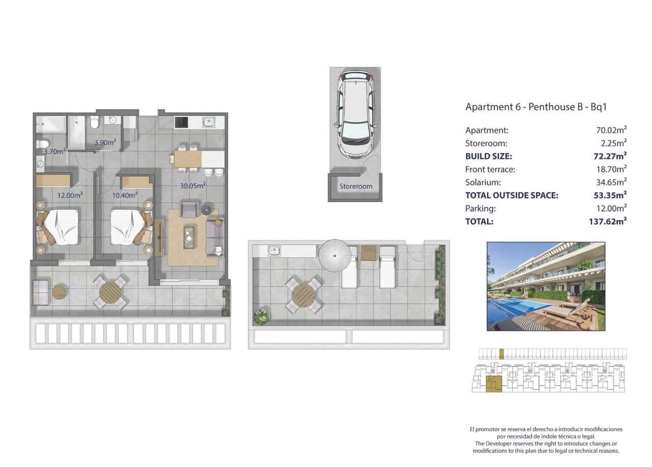 2 bedroom Penthouse for sale in Los Narejos with pool garage - € 425,000 (Ref: 10018059)