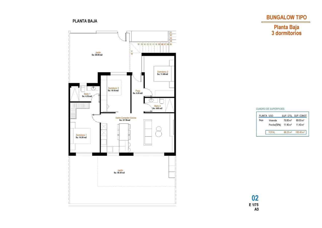 3 slaapkamer Bungalow te koop in Condado de Alhama met zwembad garage - € 374.900 (Ref: 10021790)