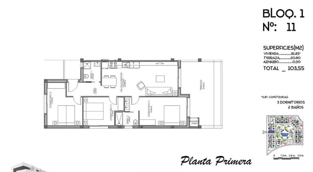 3 soverom Leilighet til salgs i Zona Pueblo, Guardamar del Segura med svømmebasseng - € 235 000 (Ref: 8399004)